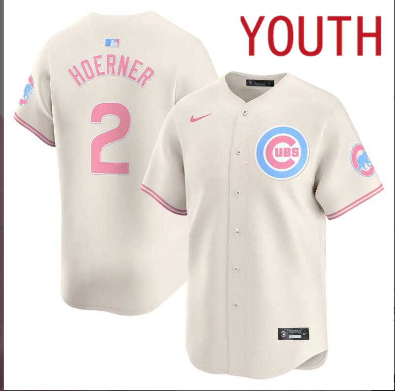 Youth  Chicago Cubs #2 Hoerner cream 2024 Nike MLB jersey